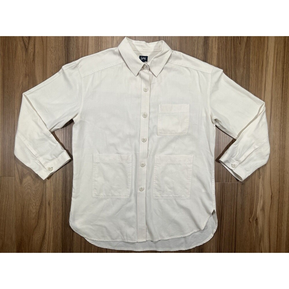 Vintage Lee Utility 3 Front Pocket White Button Down Shirt Women’s Medium